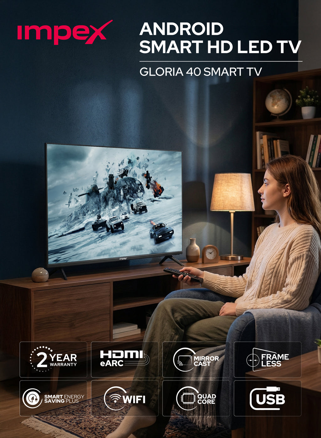 Impex 40" HD Smart LED TV Gloria 40 Smart