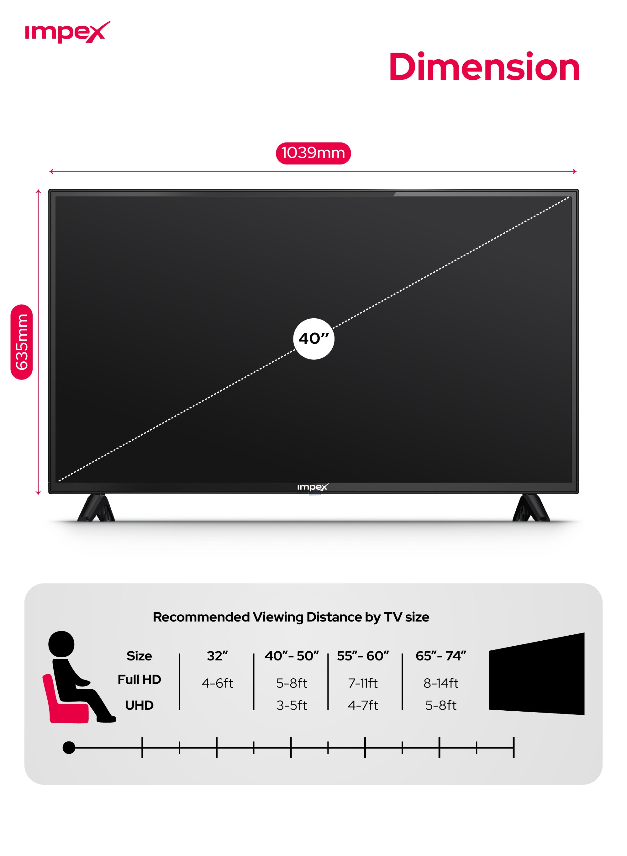 Impex 40" HD Smart LED TV Gloria 40 Smart