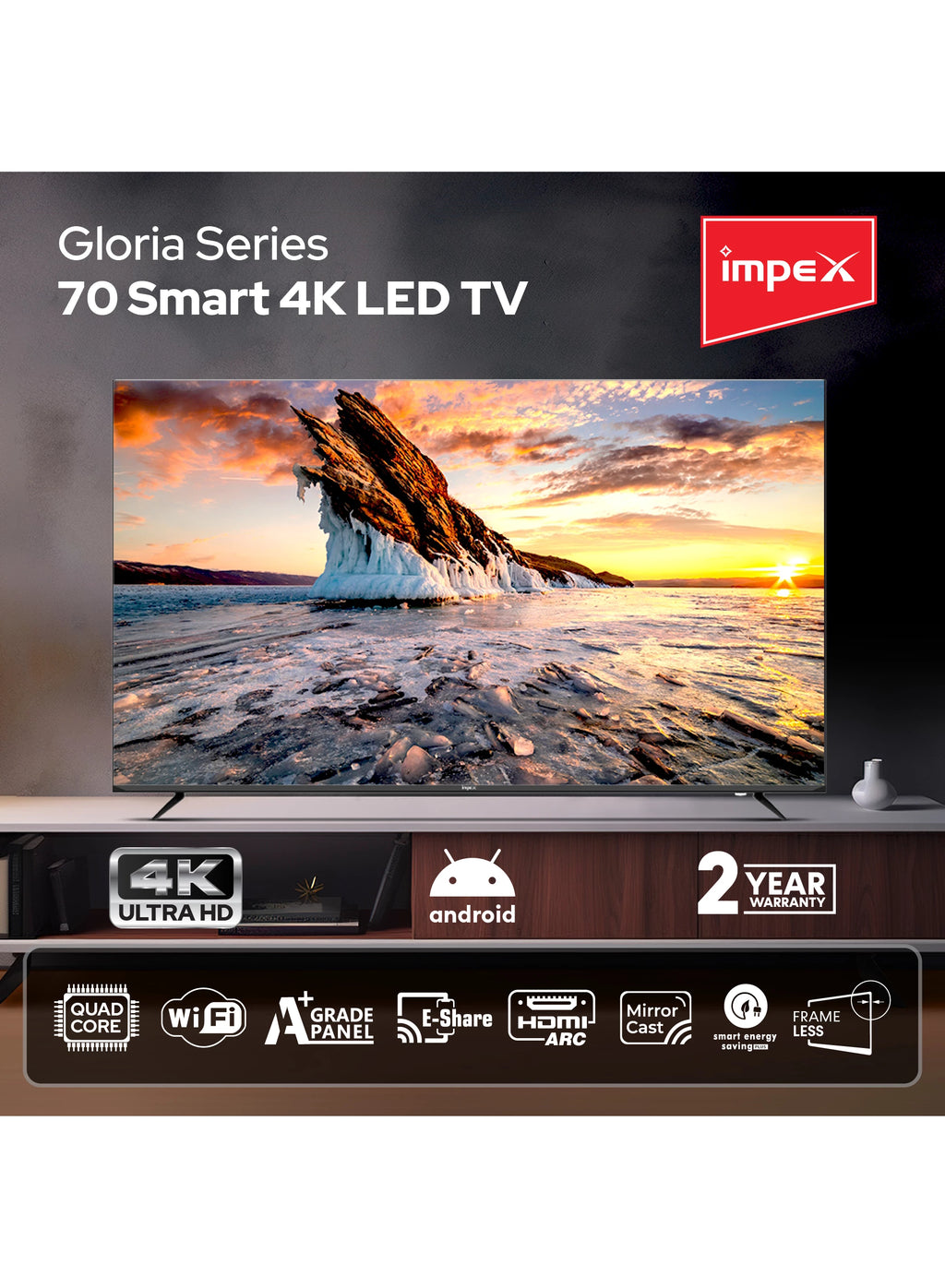 تلفزيون Impex الذكي 70 بوصة فائق الدقة (Gloria 70 Smart)