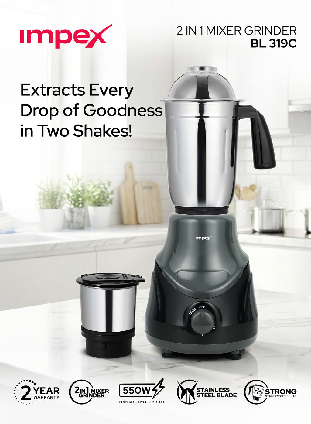 Impex 2 in 1 Mixer Grinder BL 319C