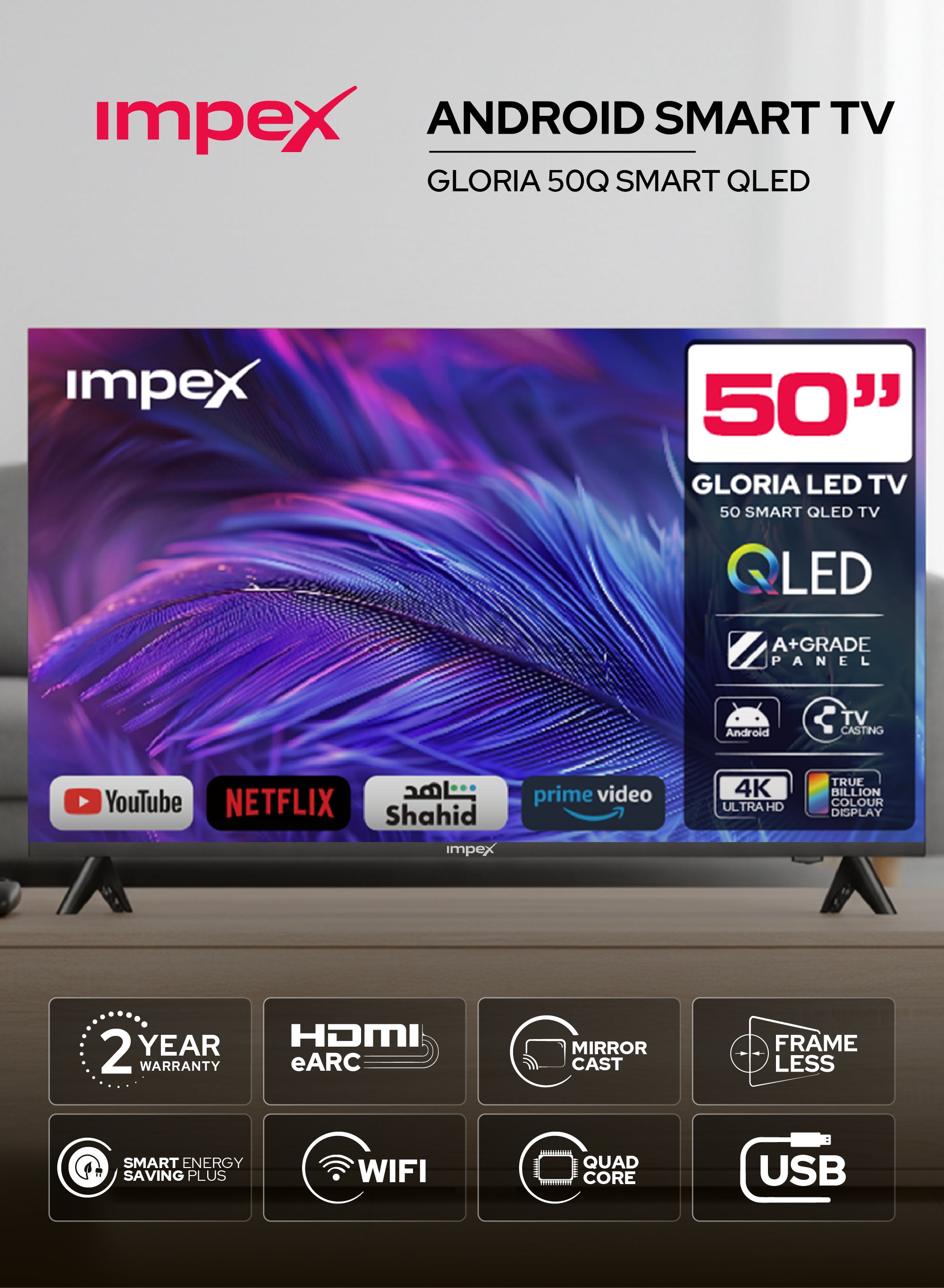 IMPEX QLED Smart LED TV A14 GLORIA50Q