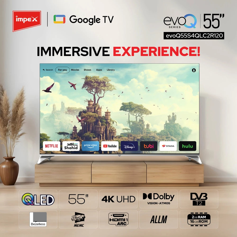 IMPEX 55 inch QLED UHD GOOGLE LED TV 12OHZ evoQ 55S4QLC2R120