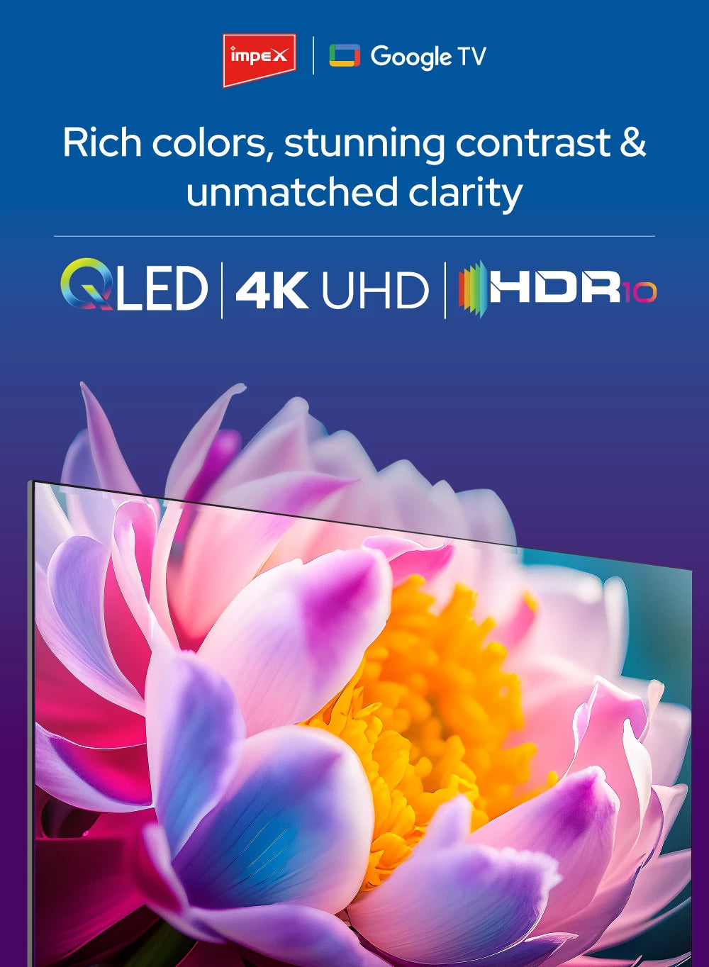 IMPEX 55 inch QLED UHD GOOGLE LED TV 12OHZ evoQ 55S4QLC2R120