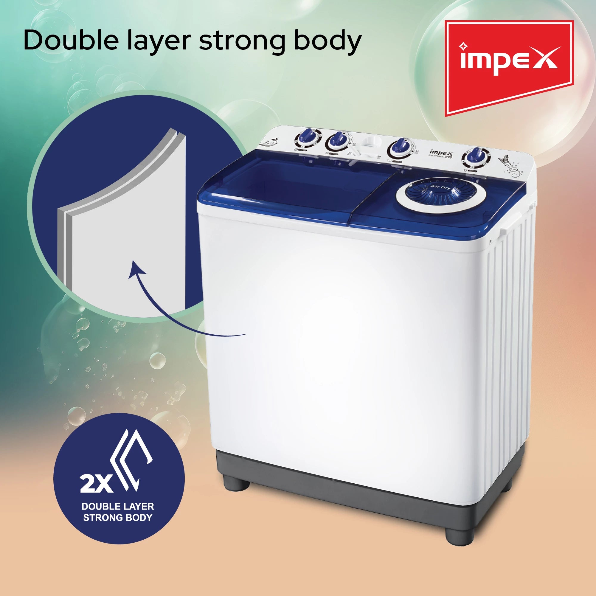 IMPEX 12 KG SEMI-AUTOMATIC WASHING MACHINE WM 4205
