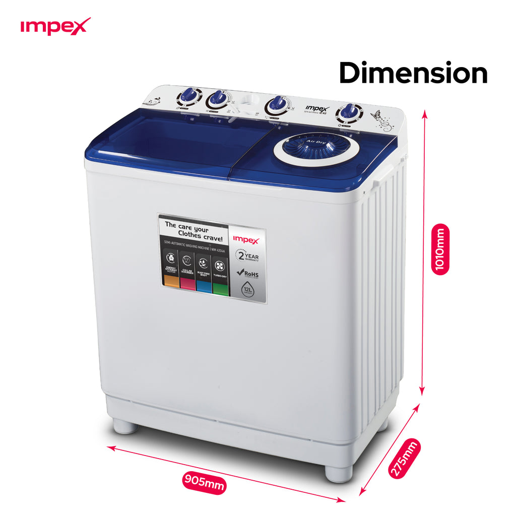 IMPEX 12 KG SEMI-AUTOMATIC WASHING MACHINE (WM 4205)