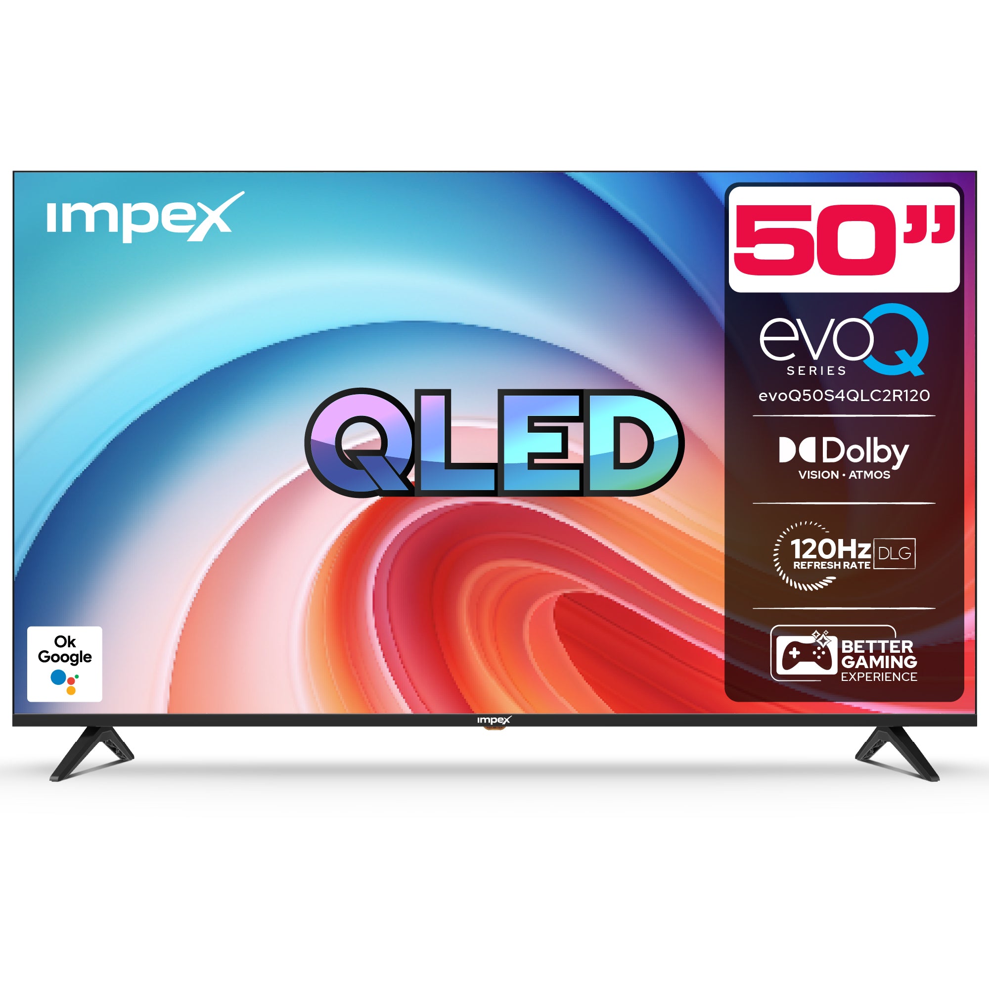 IMPEX تلفزيون جوجل QLED UHD مقاس 50 بوصة LED DVBT2/S2 evoQ 50S4QLC2R120