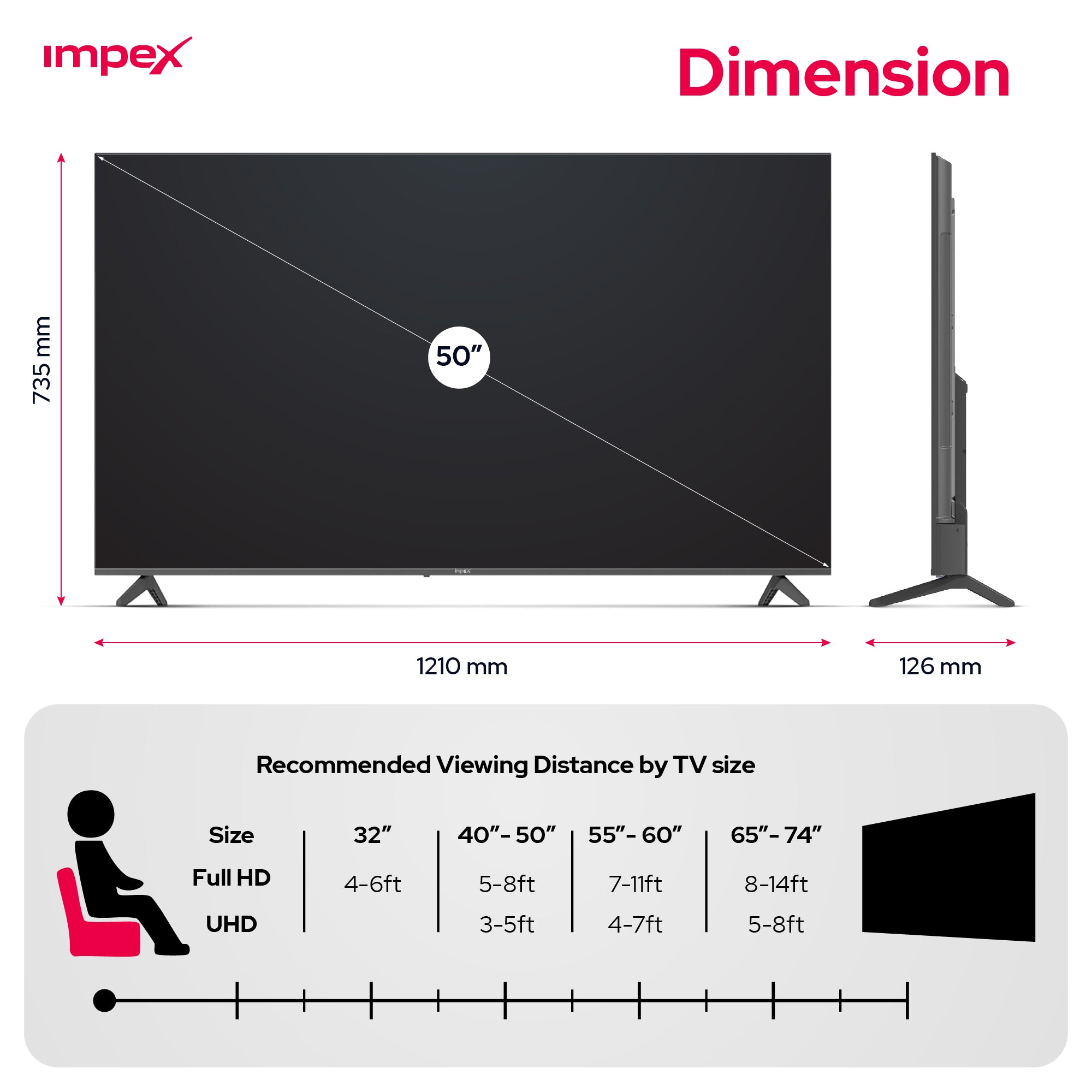 IMPEX تلفزيون جوجل QLED UHD مقاس 50 بوصة LED DVBT2/S2 evoQ 50S4QLC2R120