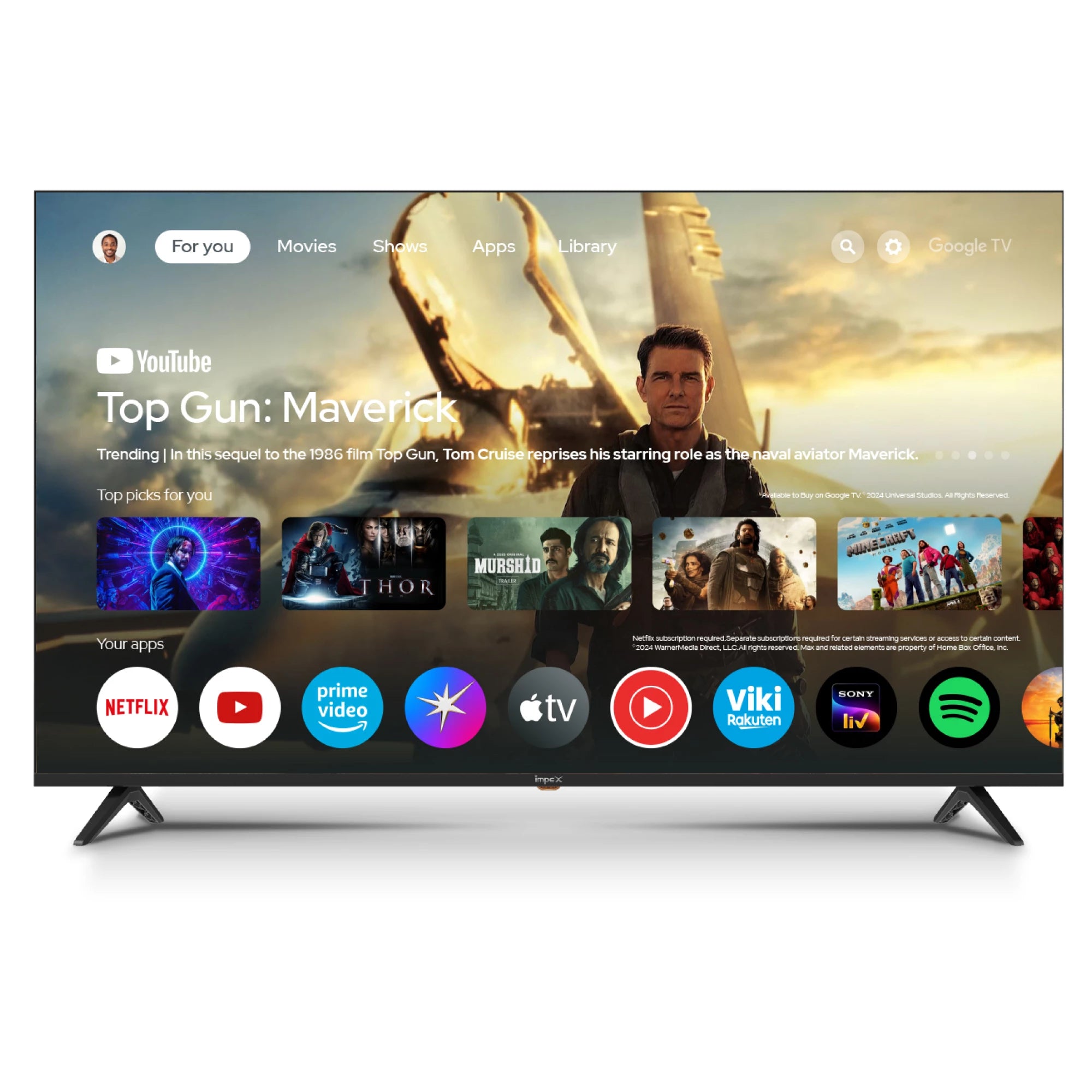 IMPEX تلفزيون جوجل QLED UHD مقاس 50 بوصة LED DVBT2/S2 evoQ 50S4QLC2R120