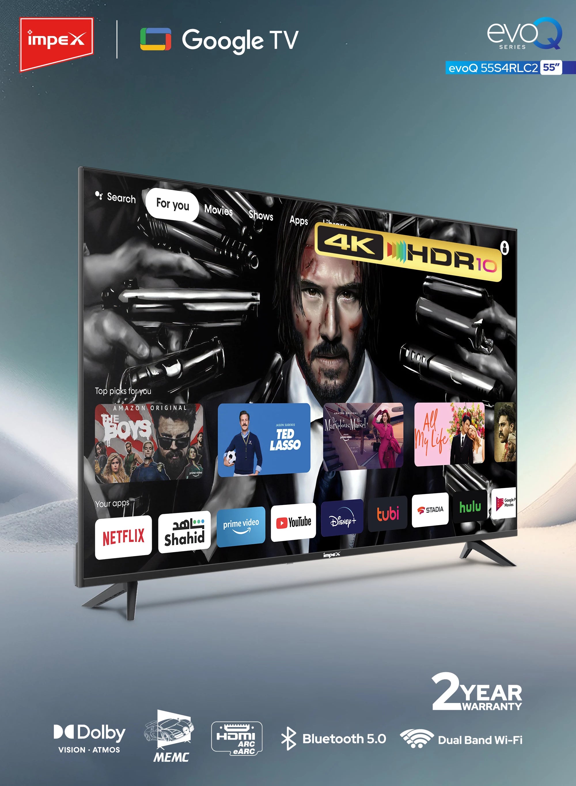 IMPEX 55" UHD GOOGLE LED TV evoQ 55S4RLC2