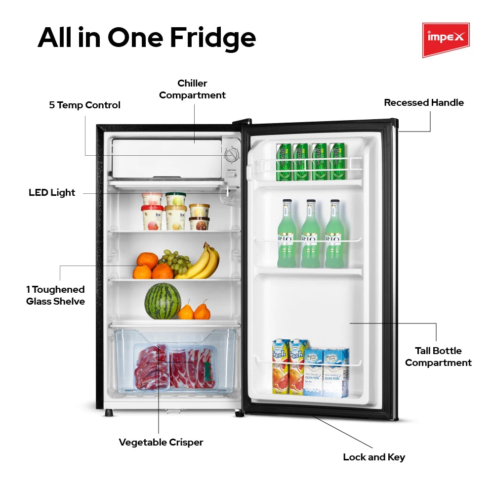 Impex 90L Single Door Refrigerator IMRF140C