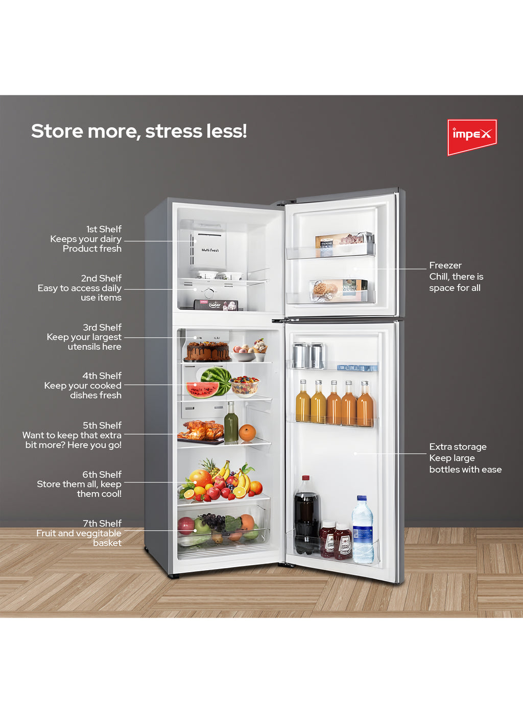 Impex 270L No Frost Inverter Refrigerator IRF250S