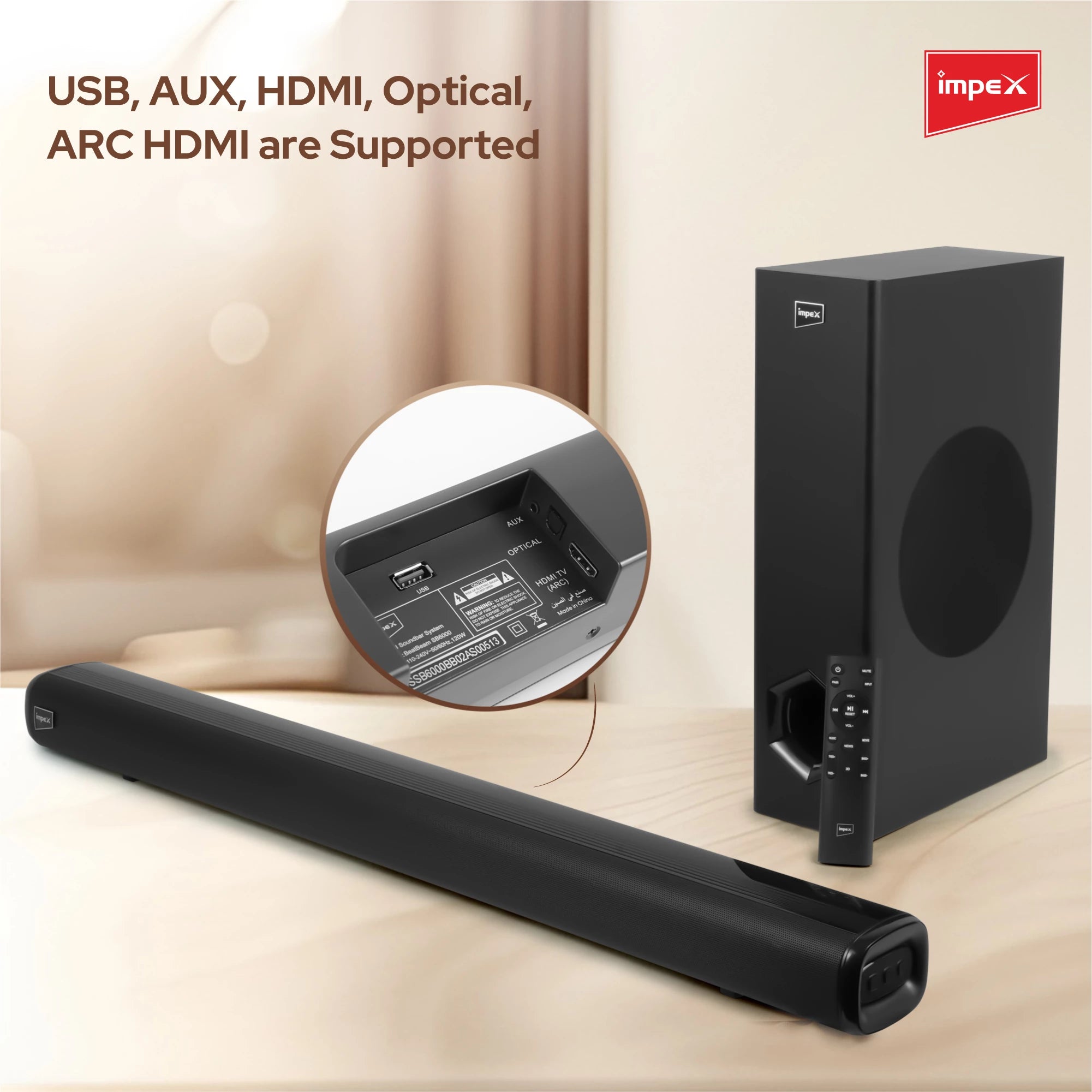 Impex 2.1 Wireless Subwoofer Soundbar BeatBeam SB 6000