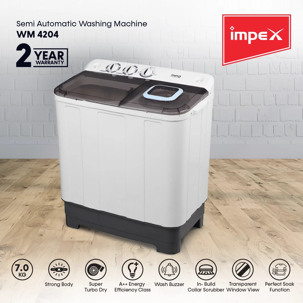 IMPEX 7 KG SEMI AUTOMATIC WASHING MACHINE WM 4204